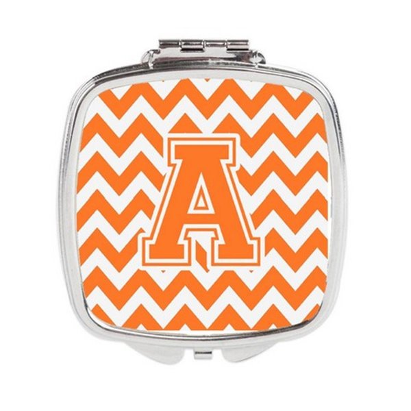 Carolines Treasures Letter A Chevron Orange and White Compact Mirror CJ1046-ASCM